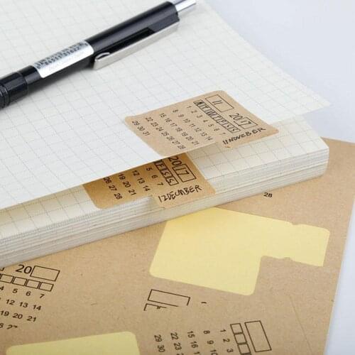 2pcs Handwritten Calendar Calendar Sticker Universal Diy Calendar Handwritten Sticker Kraft Label Brown Paper L1F5