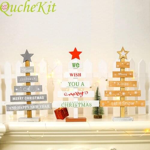 2019 Merry Christmas Tree Decoration Stars Christmas Desktop Ornamants Christmas Wooden Docoration New Years Party Decor