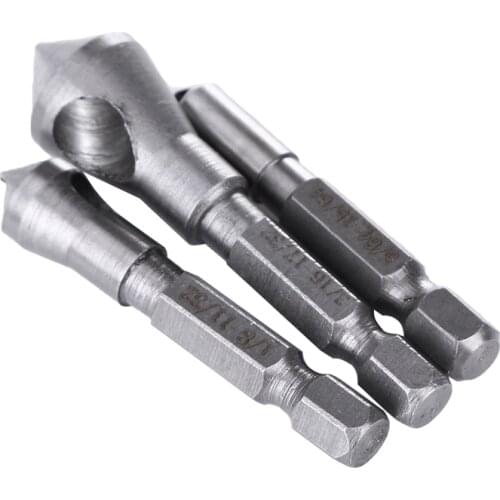 3PCS HSS Titanium Coated Countersink & Deburring Drill Bit Hand Tool Set For Cutting Through Metal Wood Drill Bits