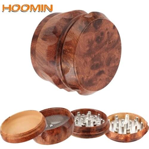 4 Layers Herb Grinder for Smoking Tobacco Accessories Spice Crusher Resin Tobacco Smoke Grinders Drum Type Wood Smoke Crusher