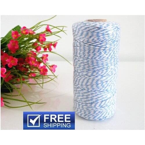 5 Spools (110yard/spool) Birthday Baby Shower Colored White and Light Blue Cotton Bakers Twine-Pick Colors-12 ply Cords String