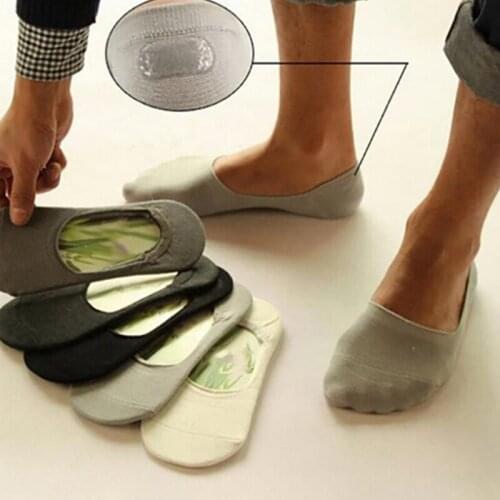 5Pair/lot Fashion Men Boat Socks Invisible Cotton Socks Male Ankle slippers Summer Autumn Non-slip Silicone socks