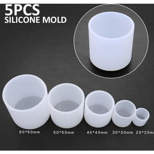 5pcs/Set Cylindrical Candle Mould Epoxy Mirror Cylinder Mold DIY Silicone Wax Modeling Craft Clay Mold