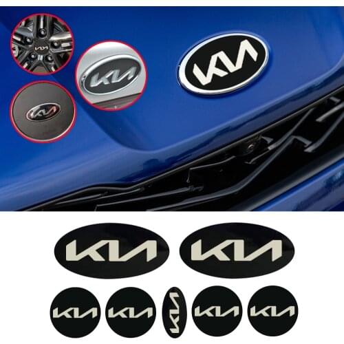 7pcs/lot Car Hood Sticker Car Steering Wheel Sticker For Kia K5 KX1 K3 STONIC Picanto CERATO KIA Wheel Center Hub Cap Sticker