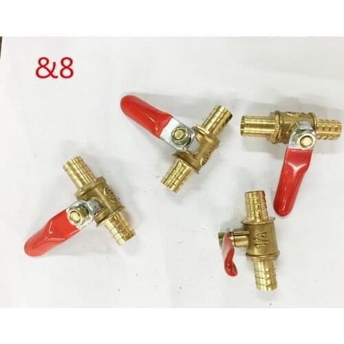 Free shipping 5pcs 8mm Hose Barb x 8mm Hose Barb Full Ports Connection Plumbing Brass Ball Valve Two Way Air Water Gas Pneumatic