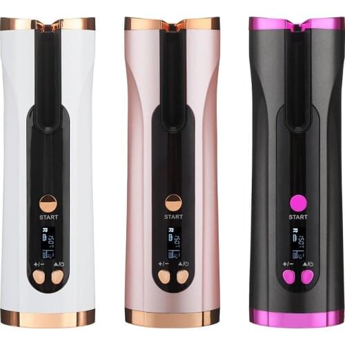 Wireless Automatic Hair Curler Portable USB Rechargeable Rotating Curling Iron Women Girl LCD Display Curly Machine Styling Tool