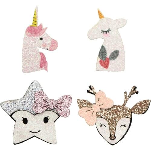 10pcs Unicorn Glitter Non-woven Patch Iron On Patches Applique for Jackets Jeans Pants Backpacks DIY Accessory,10Yc19587