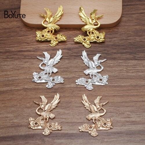 BoYuTe (10 Pairs/Lot) 30*40.5MM Metal Alloy Crane Materials Factory Direct Sale DIY Handmade Hair Accessories Parts