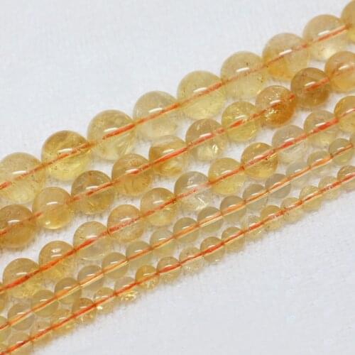 Natural Citrin e Crystal Beads 6mm 8mm 10mm 12mm Round Gem stone Jewelry making Beads 15.5”string