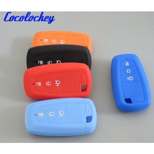 Cocolockey Car Styling Silicone Car Key Cover For Ford 2017 Mondeo Fusion Smart Enter Keyless Remote Key Case For Car 3Buttons