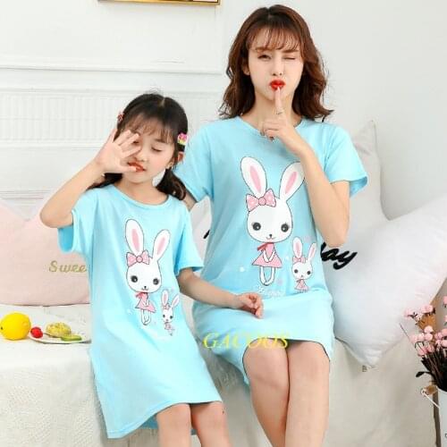 Kids Cotton Nightdress Teenages Girl Pajamas Nightshirt Children Cartoon Summer Nightgown Home Clothes Baby Sleepwear Gecelik