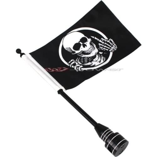 For Harley Touring Road King Glide&FIHT Chrome Motocycle CNC Aluminum Rear Side Mount Luggage Rack Vertical Flag Pole