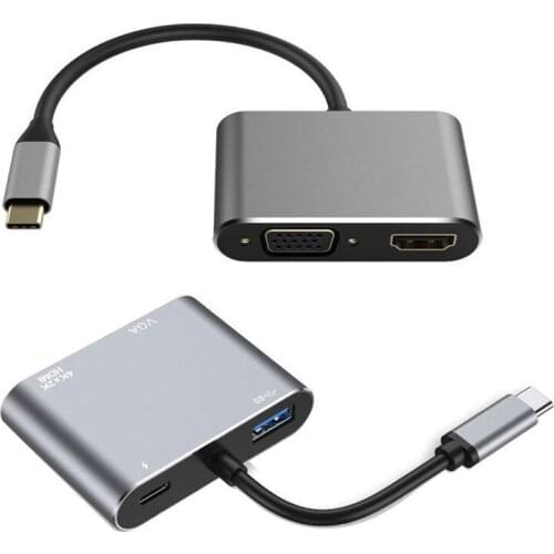 4 In 1 Type-C HUB Adapter To HDMI 4K VGA PD Charging Multiinterface Docking Station With USB 3.0