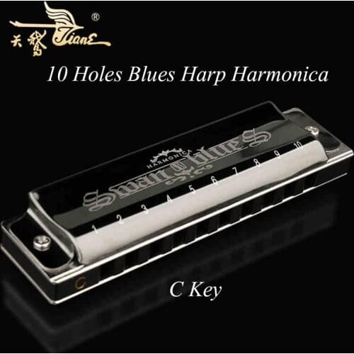 SWAN 10 Hole Diatonica Blues Harp C Key Harmonica The Master Signature Black Mouth Organ Wind Musical Instrument Harp Gifts