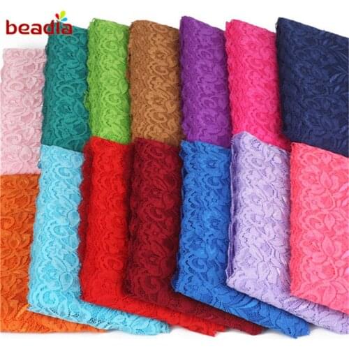 2yards/lot 15cm Width Stretch Lace Ribbon Embroidered Trim Fabric for Garment Accessories Wedding Decoration DIY Sewing Craft