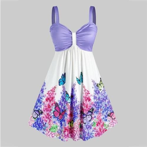 Summer Elegant sun dresses for women Plus Size 5XL Butterfly Flower Dress for Women Dresses High Waist Modis Vestidos Femme