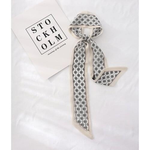 100cm*7cm summer arrow flower lady long silk ribbon female summer thin design decorative collar long headband skinny scarf women