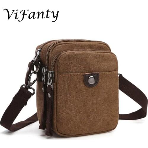 Small Vintage Canvas Crossbody Bag Multi Pocket Travel Messenger Shoulder Bag Mini Purse