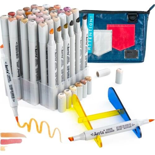Arrtx Oros Skin Tune 36 Colors Brush Marker Pen Dual Tips Art Marker Perfect for Figure Painting Portrait Design Carton Coloring