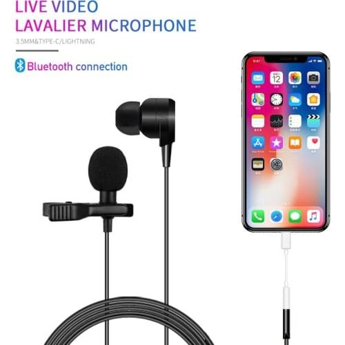 3.5mm Audio Video Record Lavalier Microphone Clip On Mic for Smartphone iPhone Android Mac DSLR Podcast Computer Microphone