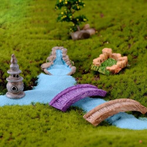 Retro Miniature Fairy Garden Lawn Ornament Pot Craft Mountain Dollhouse Decor Aquarium Fish Tank Decoration Pool Small Bridge