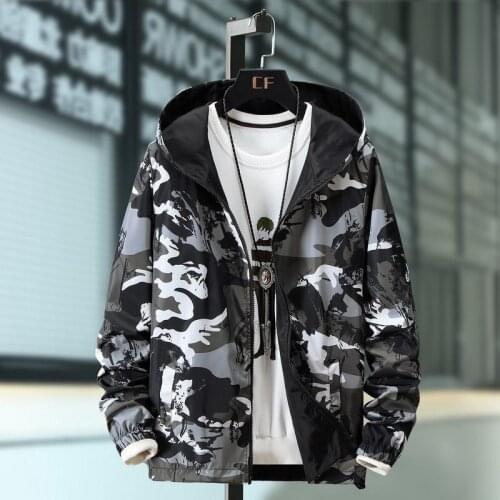Plus Size 7XL Man Autumn Both Sides Camouflage Clothes Jacket Men Fashion Print Coat Outwear Male Windbreaker Streetwear