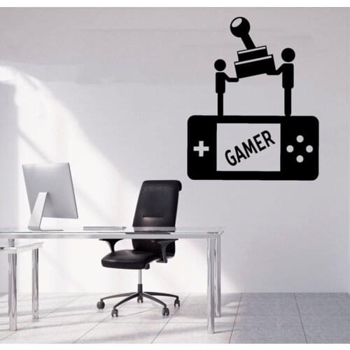 Gamer Wall Decal Game Controller Personalized Kids Bedroom Playroom Teenager Room Home Decor Vinyl Wall Sticker Mural Art S893
