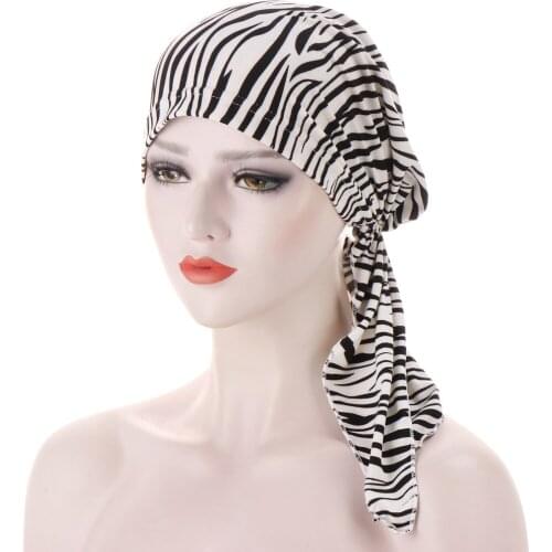 New High Quality Fashion Elegant Breathable Printed Hat Muslim Baotou Cap Milk Silk India Cap Soft Women Turban