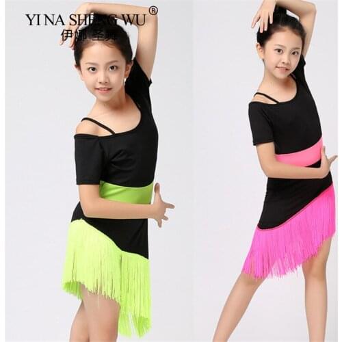 New Girls Latin Dance Dress Fringe Latin Dance Clothes Kids Competition Salsa Costume Performance Child Ballroom Tango Dresses