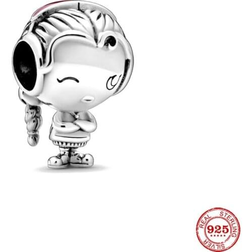 New Original Silver Color Girl Bead Fit European Pandora Charms Bracelet Bangles Diy Jewelry P456