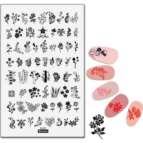 1Pc Nail Stamping Plates Flower Geometry Nature Series Nail Template Stamp Image Nail art Stamp Plate Manicure Stencil Tools D07