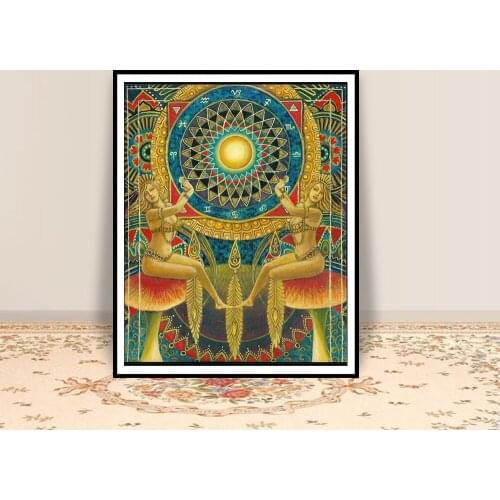 The Wheel Of Fortune Poster Print Tarot Art Pagan Mythology Psychedelic Gypsy Goddess Art Canvas Posters Print Wall Art Pictures