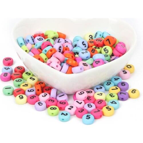 Mixed Color Digital Acrylic Beads Charm Loose Spacer Beads For Jewelry Making DIY Needlework Bracelet Accessories