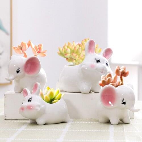 Cute Ceramic Succulent Flower Pot Garden Balcony Decoration Simple Creative Personality Cartoon Animal Flower Pot Potted Plant