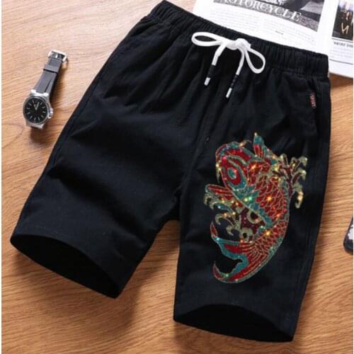 Rhinestones Men short Pants Hip Hop Harem short 2020 New Male Trousers Mens Solid Hot drill short Pants Fit