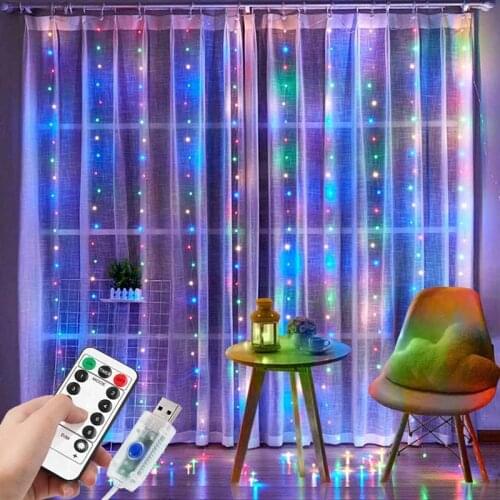 Curtain LED String Lights Multicolor Garland Fairy Tree Lights Flashing Starlight Bedroom Christmas Decoration Room Lights Decor