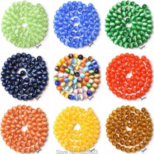 High Quality 6mm 18 Color Cat Eye Stone Round Shape Gem Loose Beads Strand 15" DIY Creative Jewellery Making wj254