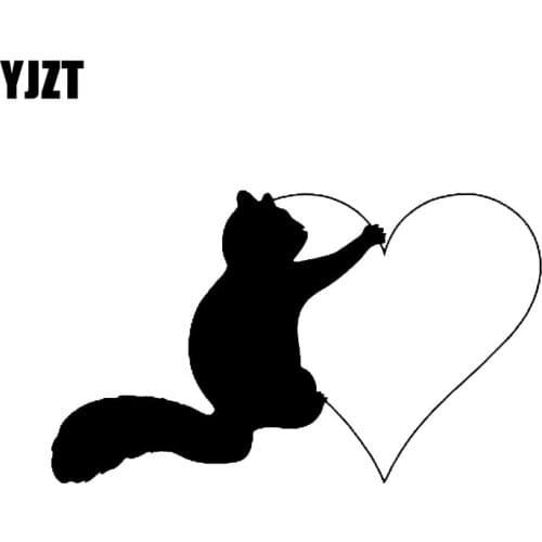 YJZT 13.7CM*7.9CM Lovely Squirrel Hugging Heart Vinyl Car Sticker Black/Silver C2-3037