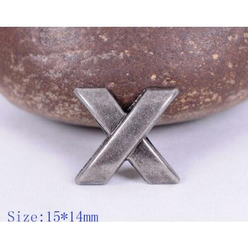 30X Retro Silver Biker X Shape Fasteners Rivets Spike Studs For Leathercraft 15*14mm