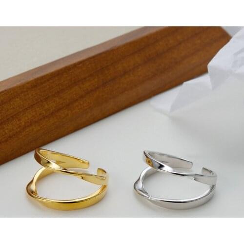 S925 sterling silver double-layer Mobius ring ring female personality ins tide simple twisted index finger ring