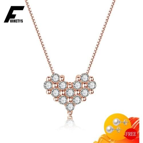 Bali Jelry Charm 925 Silver Necklace Heart-shaped Zircon Gemstones Pendant for Women Jewelry Accessories Wedding Engagement Gift