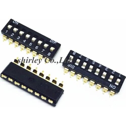 Free shiiping 10Pcs 8P 8pin Switch 2.54MM Pitch DIP Switches 8 Positions 16 Pins SMD