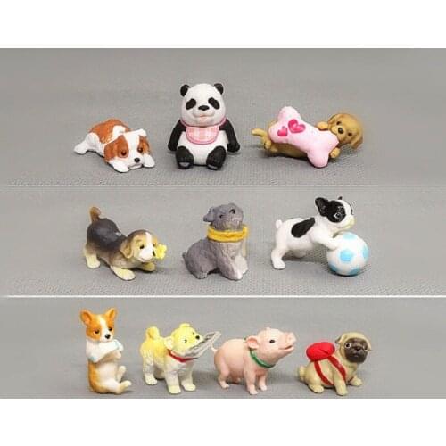 10pcs/set Japan Mini Figure Toy Model PVC 3cm Cute Dog /Panda// Pig Home Garden Decoration