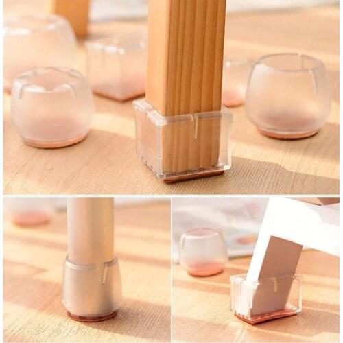 10pcs Silicone Rectangle Square Round Chair Leg Caps Feet Pads Furniture Table Covers Wood Floor Protectors XHC88
