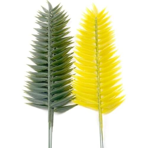 20pcs 25CM Plastic Artificial Green Leaf Tropical Palm Foliage Leaves Plant For Hawaiian Home Party Garden Decorations Fake Leaf
