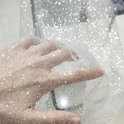 50/100*150cm Mesh Lace Sequins Fabric for Sewing Wedding Dress Party Stage Fabrics Clothes Home Decortion Accessories Material