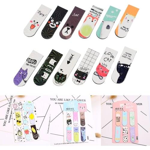 6pcs /set Cactus School Office Supply Oreo Cat Magnetic Bookmarks Stationery Paper Clip