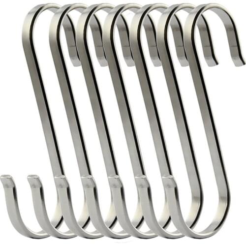6pcs Hook Kitchen Bathroom For Clothes Rustproof S Shape Practical Sturdy Modern Durable Stainless Steel Storage Hanging Rack