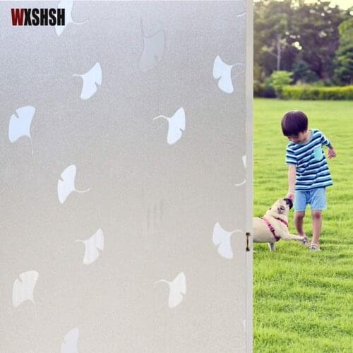 Static Cling Window Film Frosted Ginkgo Leaf Pattern Home Decoration Privacy Protection UV-Proof Explosion-Proof Glass Foil