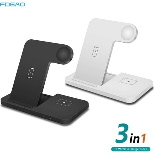 3 in 1 Qi Wireless Charger Dock for iPhone 12 11 XS XR X 8 Apple Watch 6 5 4 3 Airpods Pro 15W Fast Charging For Samsung S21 S20